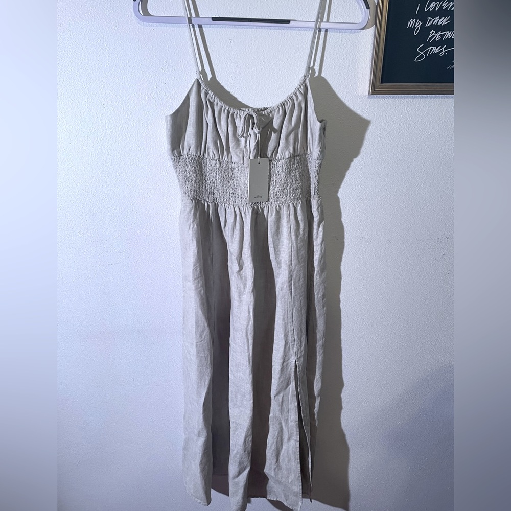 Wilfred (Aritzia) Genoa Linen Midi Dress - Sage Green